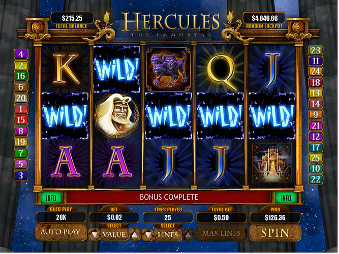 Hercules top symbol line 252x bonus